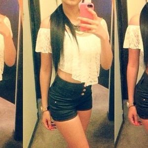 Charlotte Russe Off the Shoulder Lace Crop top M